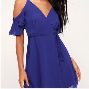 Bombshell Royal Blue Off-the-shoulder Wrap Dress